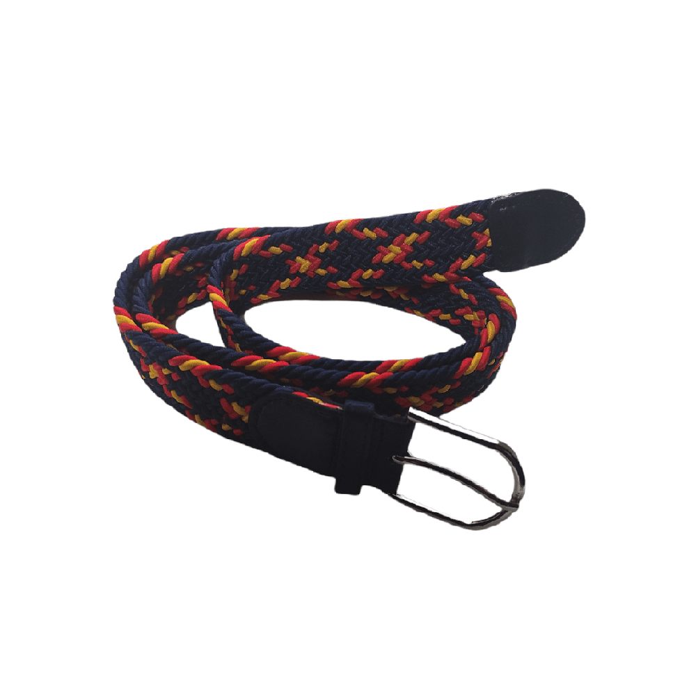 Cinturón trenzado azul marino combinado con bandera de España