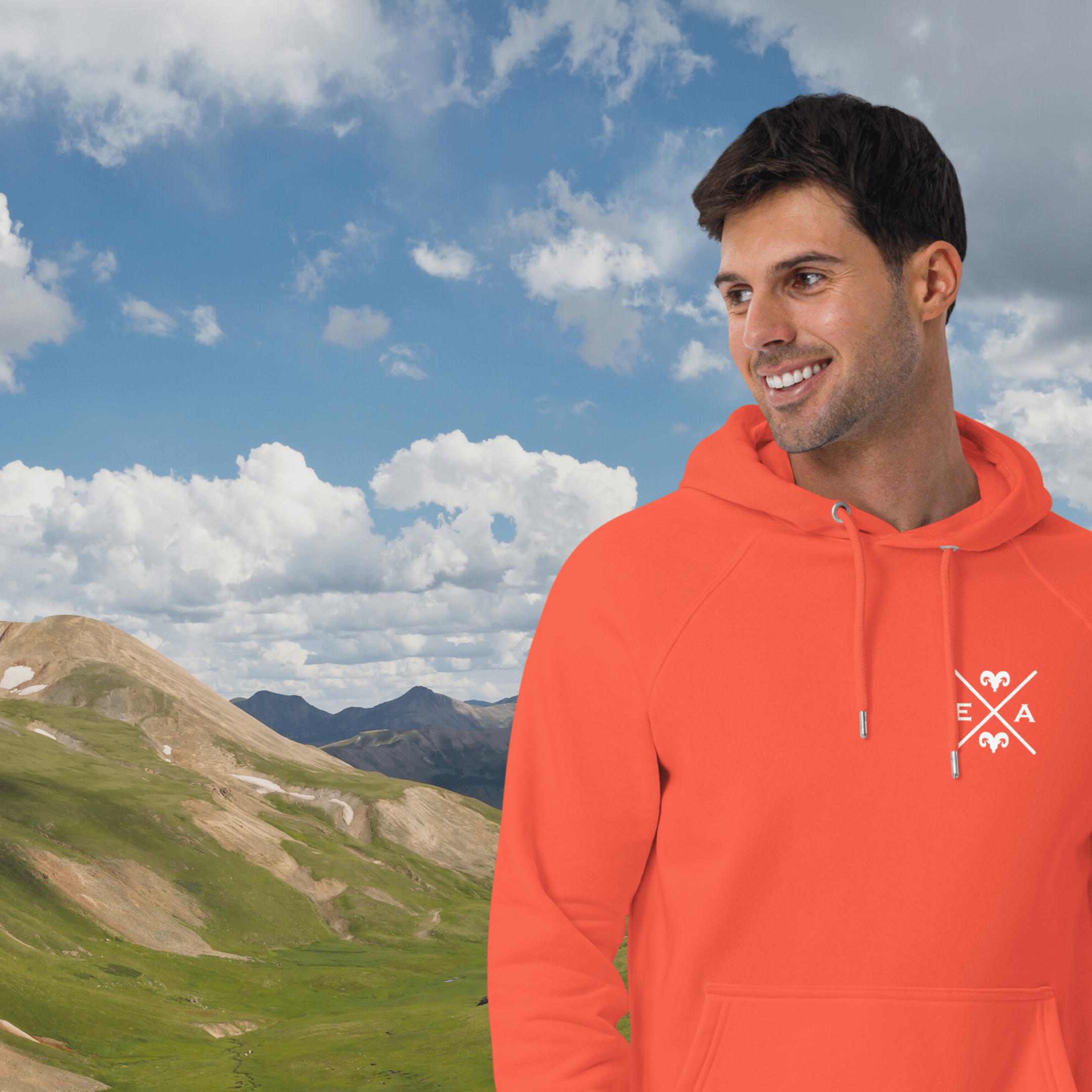 Sudadera con capucha algodón orgánico naranja "ADN"