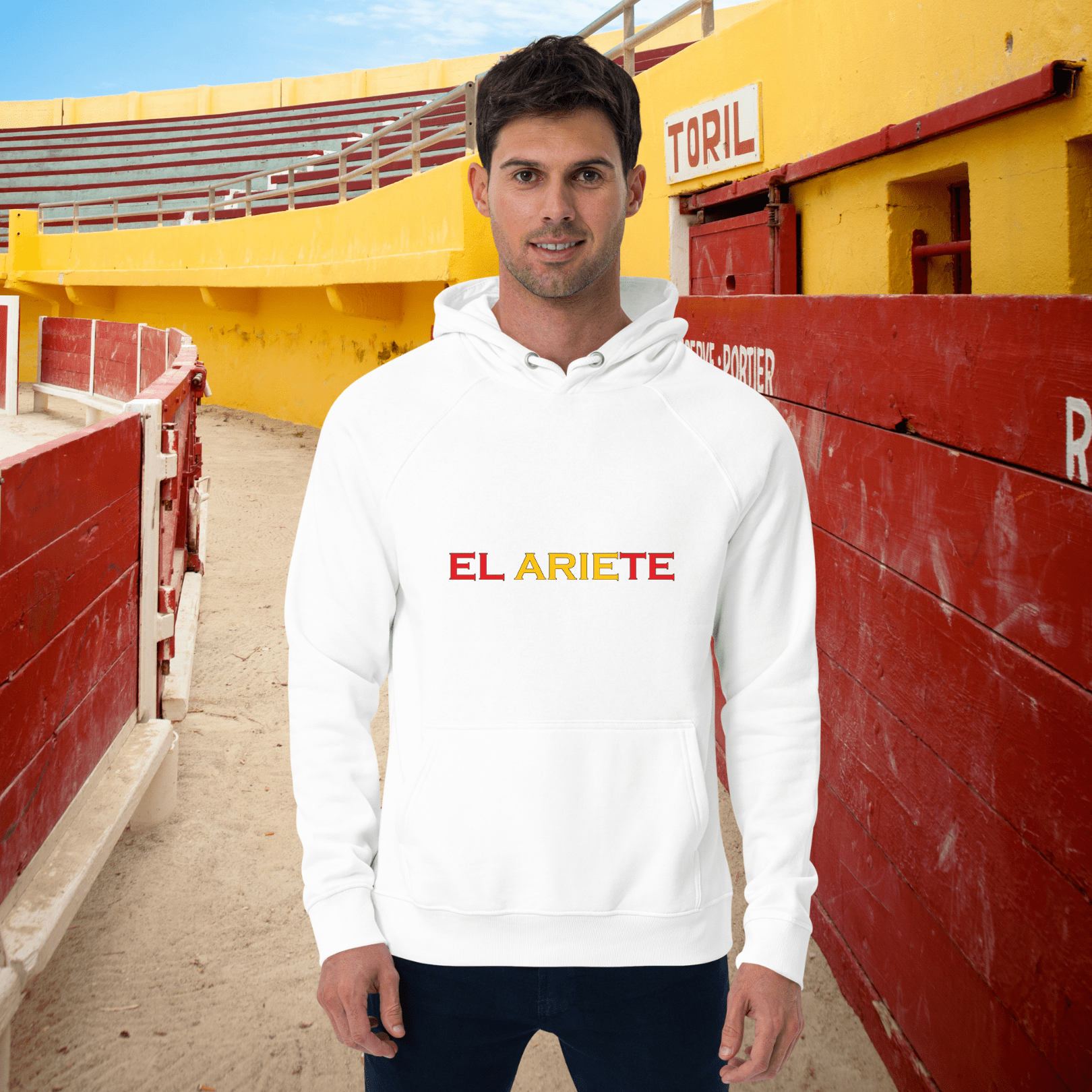 Sudadera con capucha algodón orgánico blanca "El Ariete"