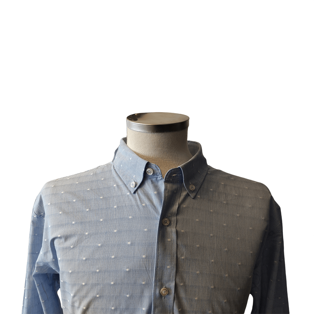 Camisa de hombre azul tipo plumeti